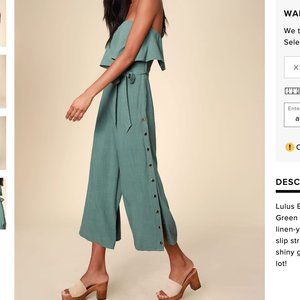 Lulus Lanah Sage Green Strapless Jumpsuit - NEW!